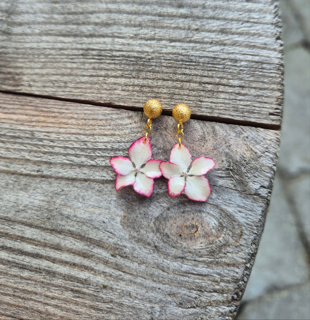 Hortensia | Pink/hvid | Guldbelagt